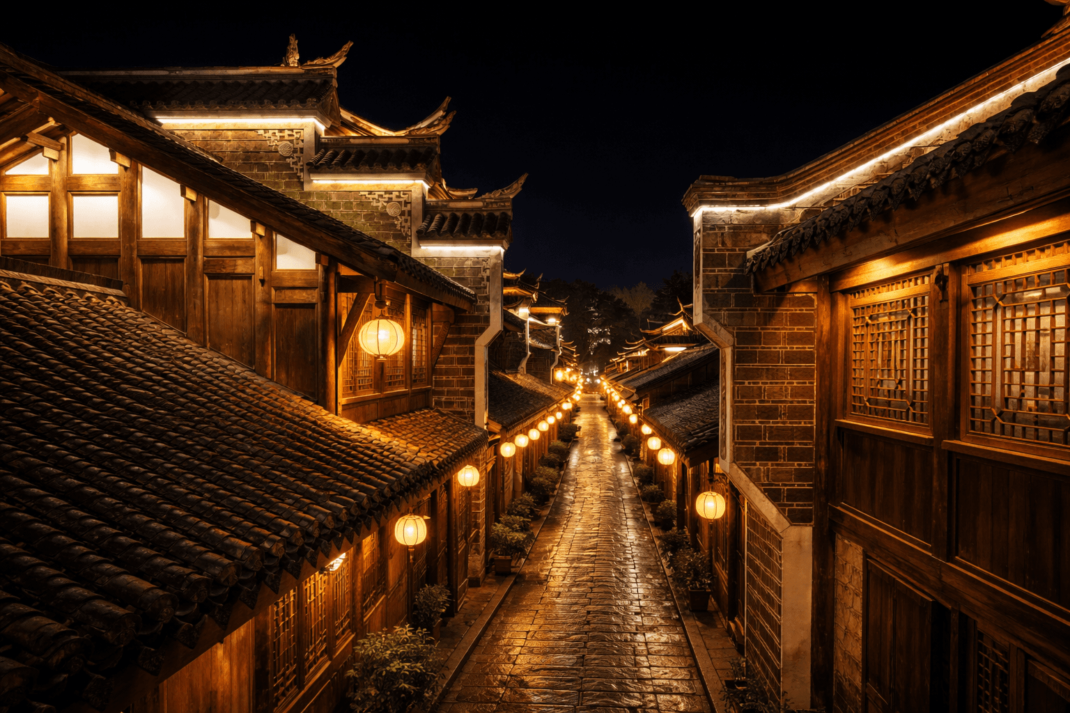 祠堂里的灯光